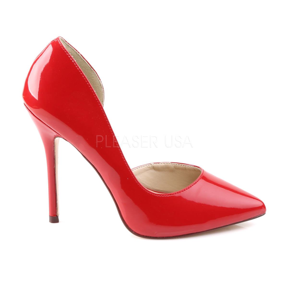 Pleaser AMUSE-22 Red Patent D'Orsay Pumps