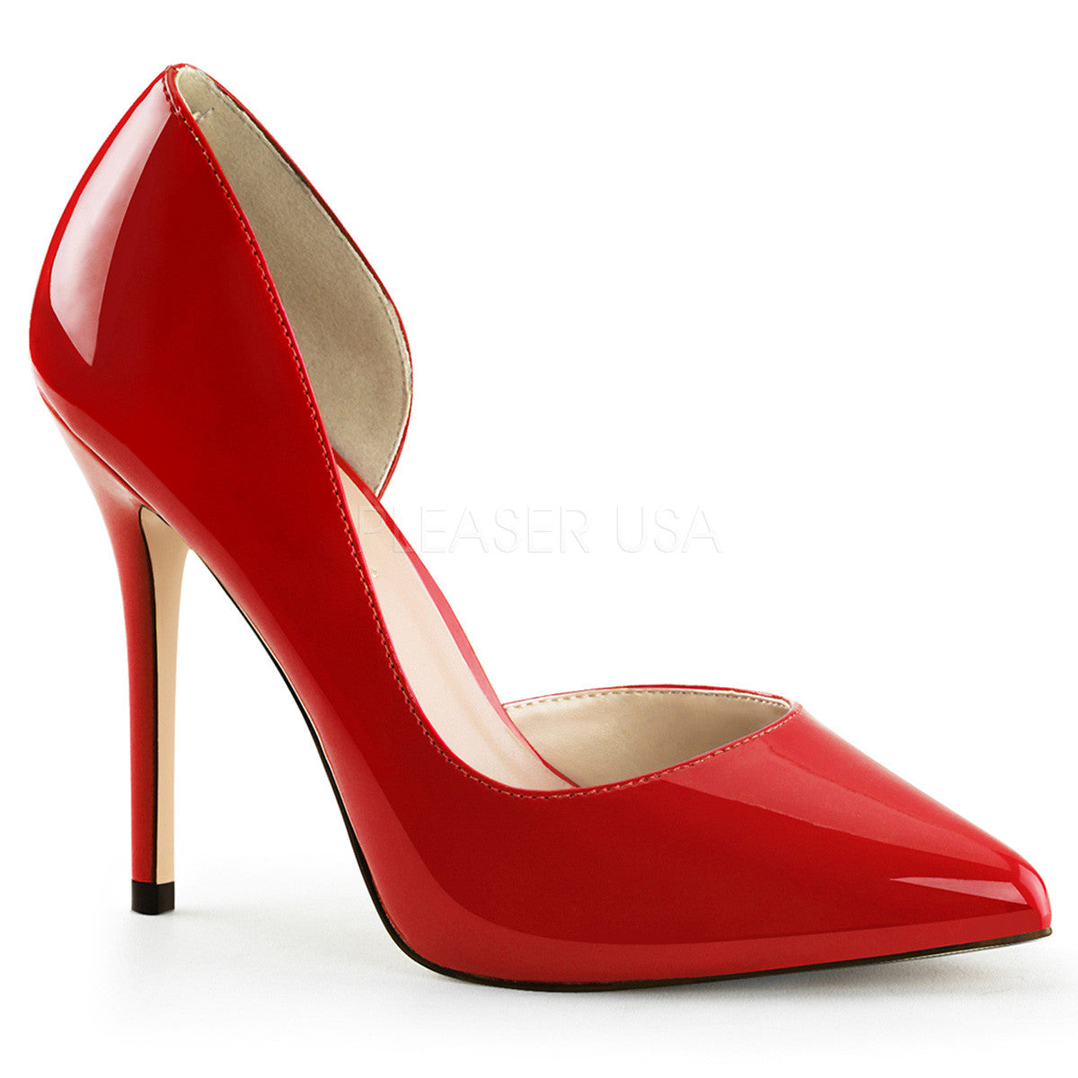 Pleaser AMUSE-22 Red Patent D'Orsay Pumps - Shoecup.com - 1