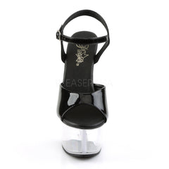 Pleaser ASPIRE-609 Black Ankle Strap Sandals With Clear Platform - Shoecup.com - 2