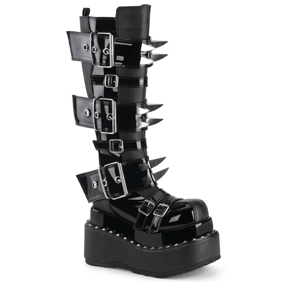 Gothic Platform Boots Black Buckle Strap Punk Boots Demonia Boots