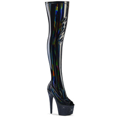 7 Inch Heel BEJEWELED-3011-7 Black Stretch Holo