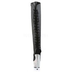 Pleaser BEJEWELED-3019DM-7 Black Thigh High Boots With Silver Multi Rhinestone Platform - Shoecup.com - 4