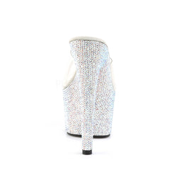PLEASER BEJEWELED-701DM Clear-Silver Multi Rhinestone Platform Slides - Shoecup.com - 4