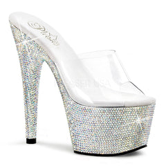 PLEASER BEJEWELED-701DM Clear-Silver Multi Rhinestone Platform Slides - Shoecup.com - 1