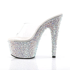 PLEASER BEJEWELED-701MS Clear-Silver Multi Rhinestone Platform Slides - Shoecup.com - 3