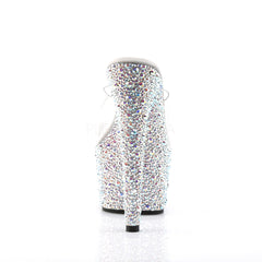 PLEASER BEJEWELED-701MS Clear-Silver Multi Rhinestone Platform Slides - Shoecup.com - 4