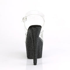 7 Inch Heel BEJEWELED-708DM Clear-Black Rhinestone