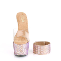 7 Inch Heel BEJEWELED-712RS Clear-Rose Gold Rhinestone