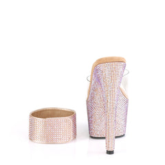 7 Inch Heel BEJEWELED-712RS Clear-Rose Gold Rhinestone