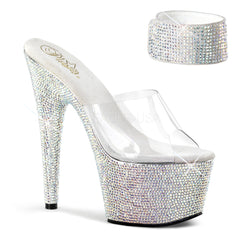 PLEASER BEJEWELED-712RS Clear-Silver Multi Rhinestone Platform Sandals - Shoecup.com - 1