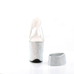 PLEASER BEJEWELED-812RS Clear- Silver Multi Rhinestone Platform Sandals - Shoecup.com - 2