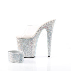 PLEASER BEJEWELED-812RS Clear- Silver Multi Rhinestone Platform Sandals - Shoecup.com - 3