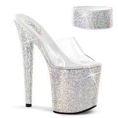 PLEASER BEJEWELED-812RS Clear- Silver Multi Rhinestone Platform Sandals - Shoecup.com - 1