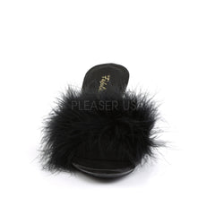 Fabulicious BELLE-301F Black Fur Sandals