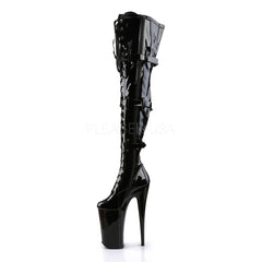 PLEASER BEYOND-3028 Black Stretch Pat Extreme 10 Inch High Heels - Shoecup.com - 3