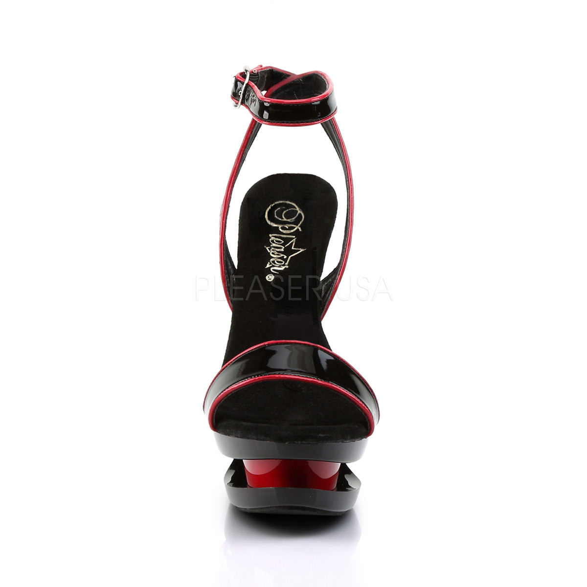 PLEASER BLONDIE-631-2 Black Red Pat-Black-Red Stiletto Sandals - Shoecup.com - 2
