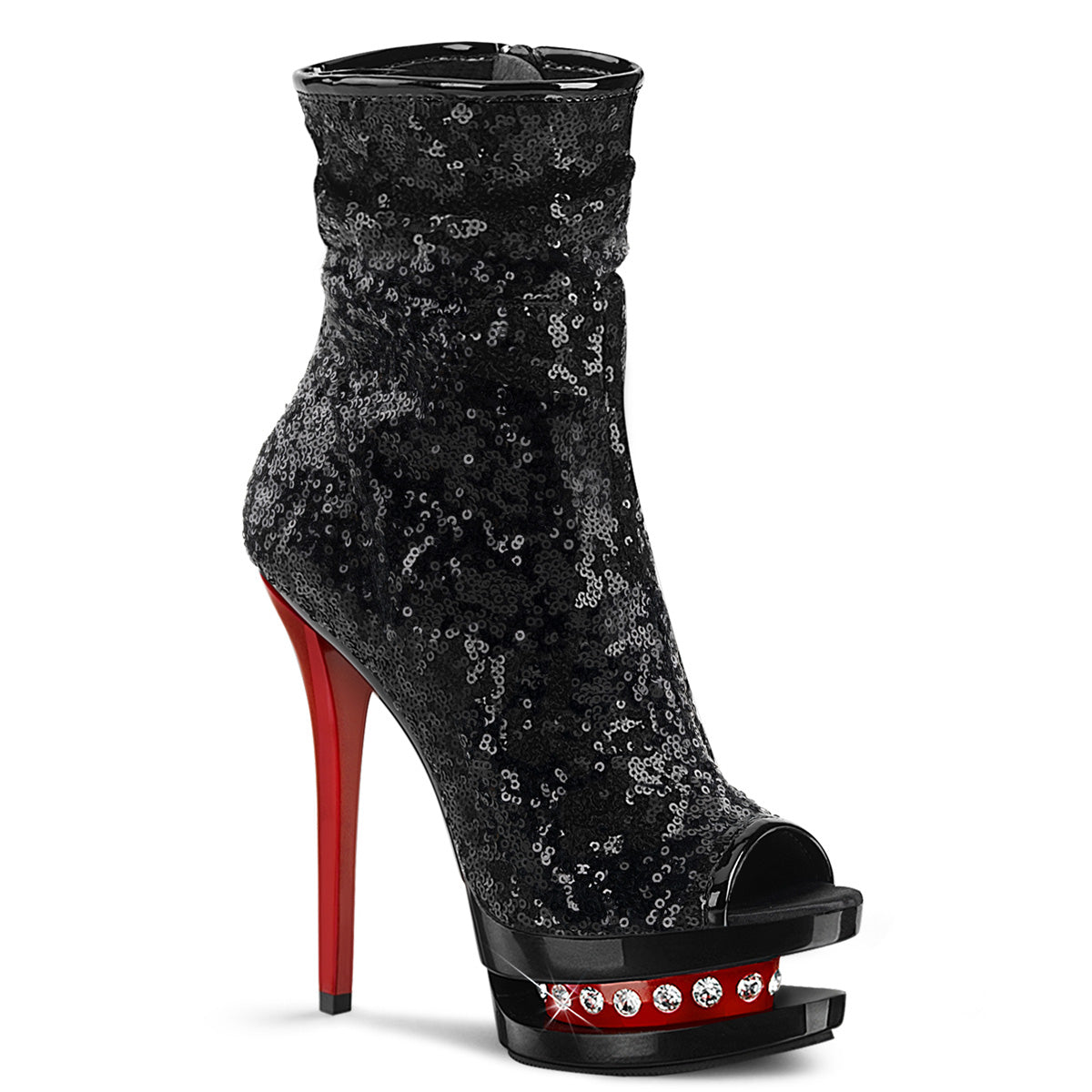 6" Heel BLONDIE-R-1008 Black Sequins Red