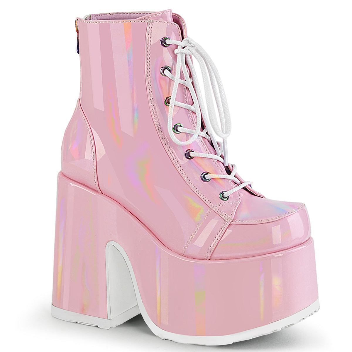 5" Chunky Heel CAMEL-203 Baby Pink Hologram