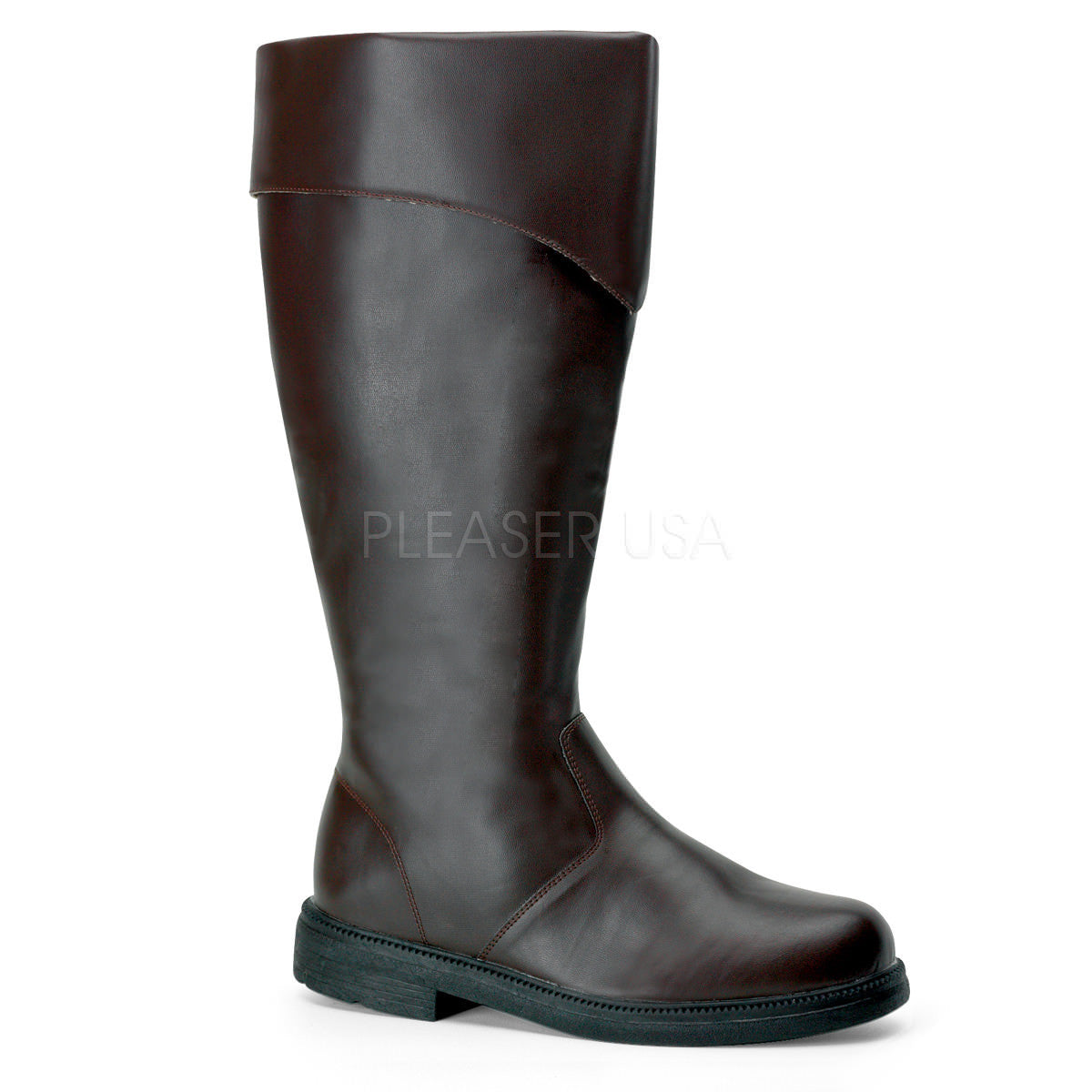 Men's Brown Pu Knee High Costume Boots - Shoecup.com