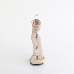 4 Inch Heel CHIC-40 Tan Rhinestone