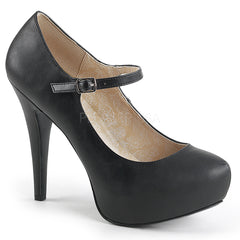 Pleaser Pink Label CHLOE-02 Black Faux Leather Platform Pump - Shoecup.com