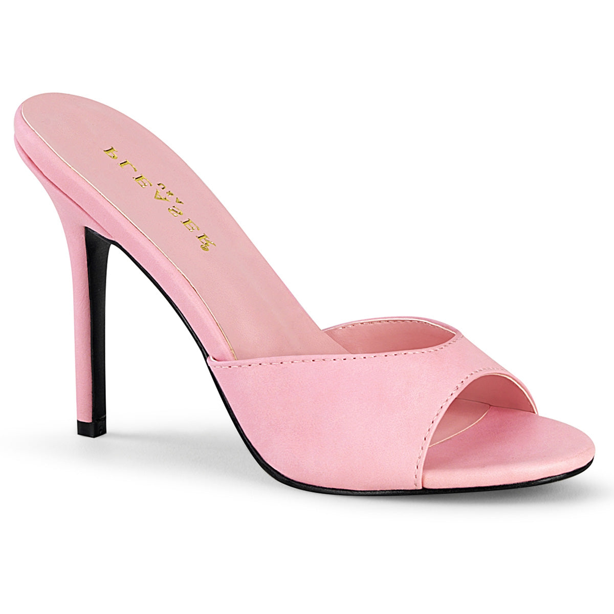 Pleaser CLASSIQUE-01 Baby Pink Pu 4 Inch (101mm) Heel Peep Toe Slide