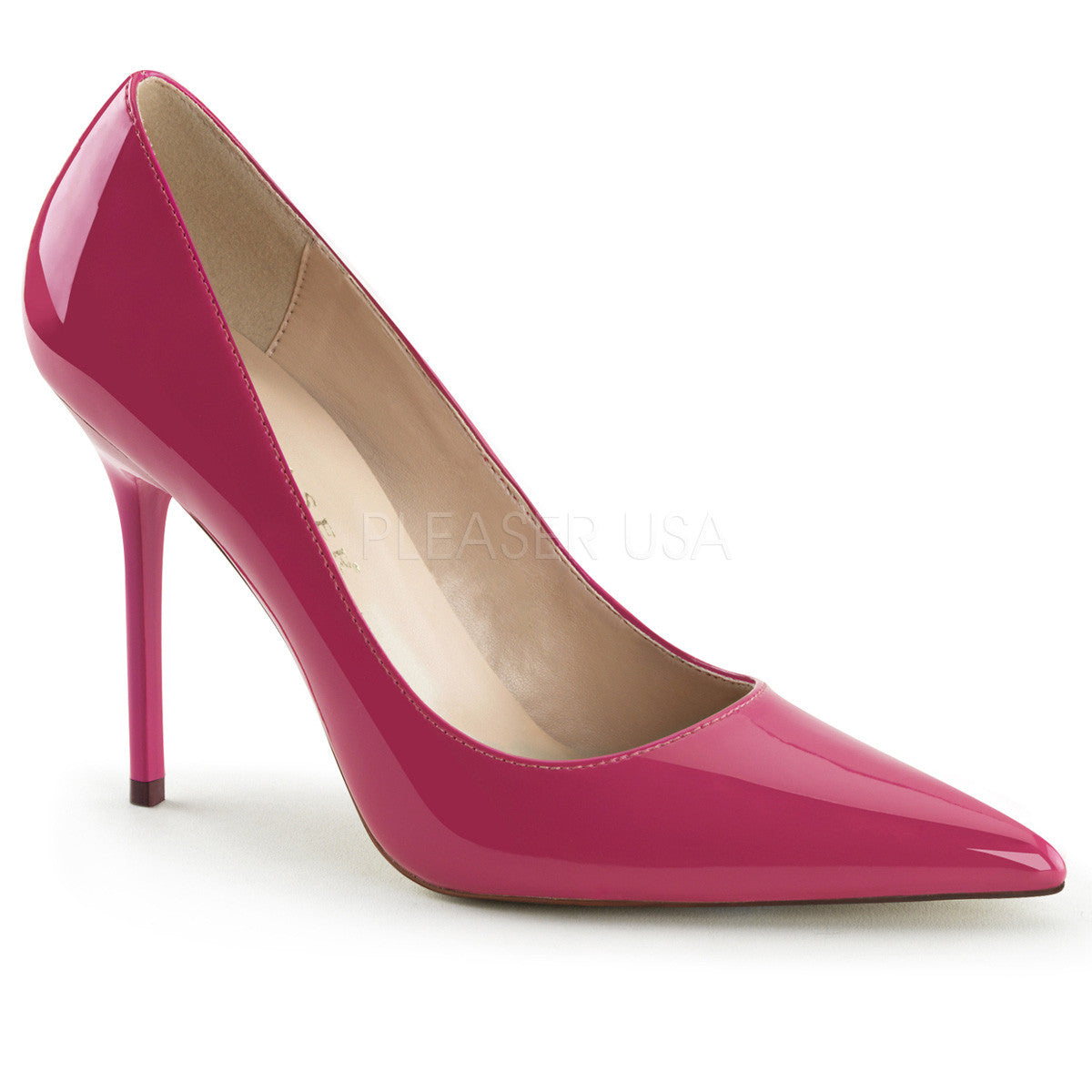 PLEASER CLASSIQUE-20 Hot Pink Pat Pumps - Shoecup.com