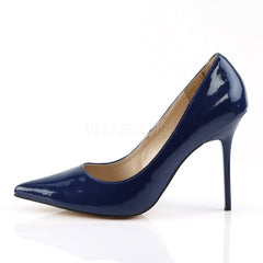 Pleaser CLASSIQUE-20 Navy Blue Pat Pointed-Toe Pumps - Shoecup.com - 3