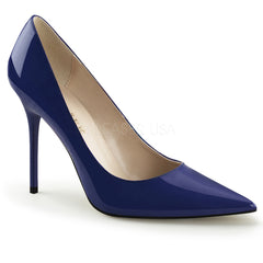 Pleaser CLASSIQUE-20 Navy Blue Pat Pointed-Toe Pumps - Shoecup.com - 1