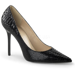 PLEASER CLASSIQUE-20SP Black Snake-Print Leather Pumps - Shoecup.com