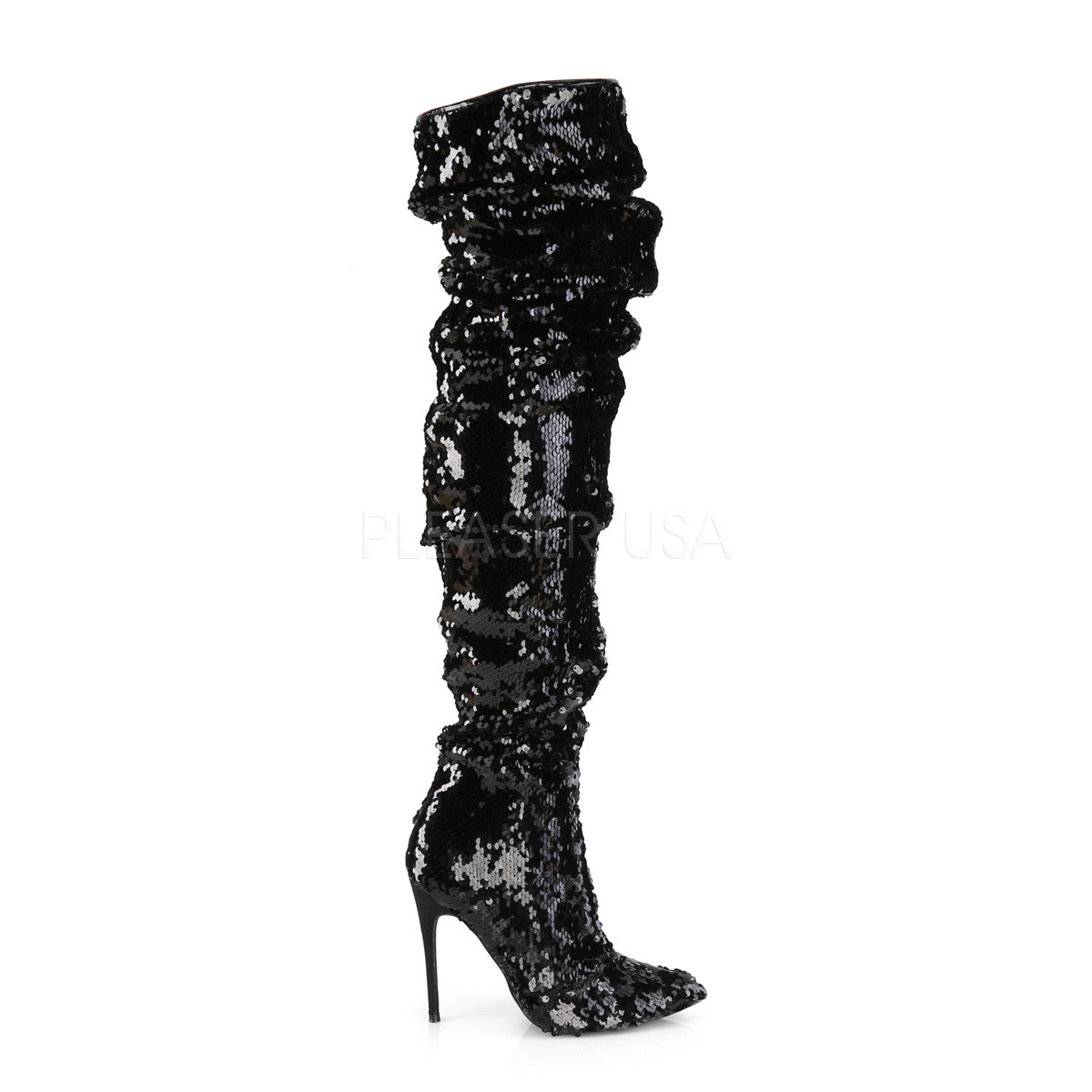 5 Inch Heel COURTLY-3011 Black Sequins