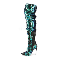 5 Inch Heel COURTLY-3011 Green Sequins