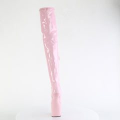 8 Inch Heelless CRAZE-3000 Baby Pink Stretch Patent