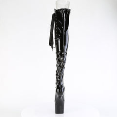 8 Inch Heelless CRAZE-3050 Black Stretch Patent