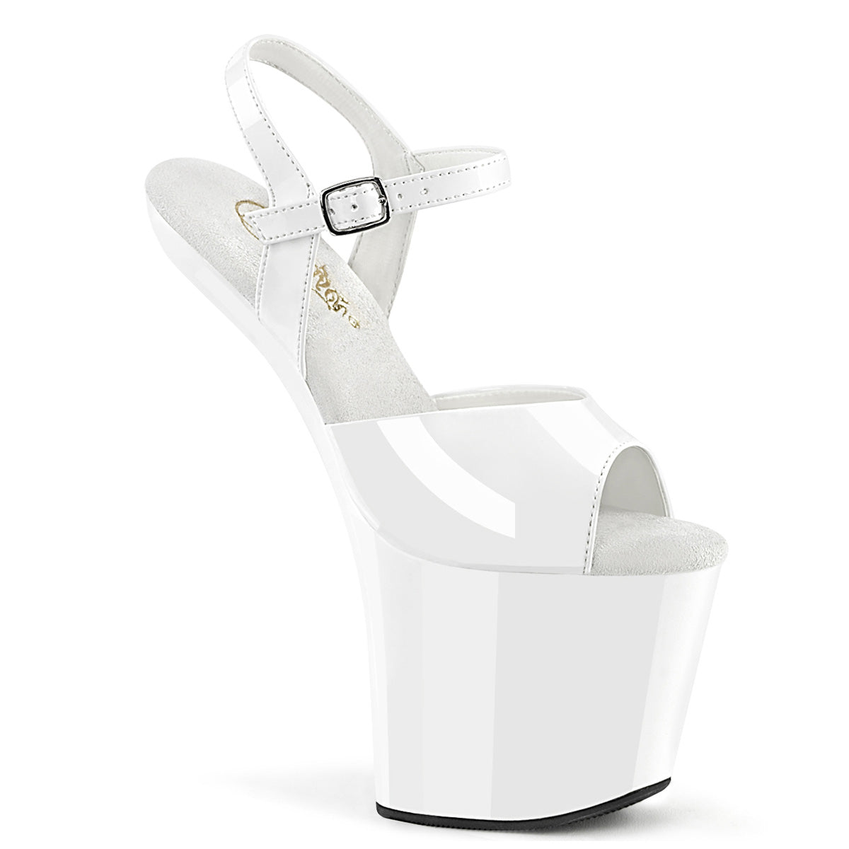 8 Inch Heelless CRAZE-809 White Patent