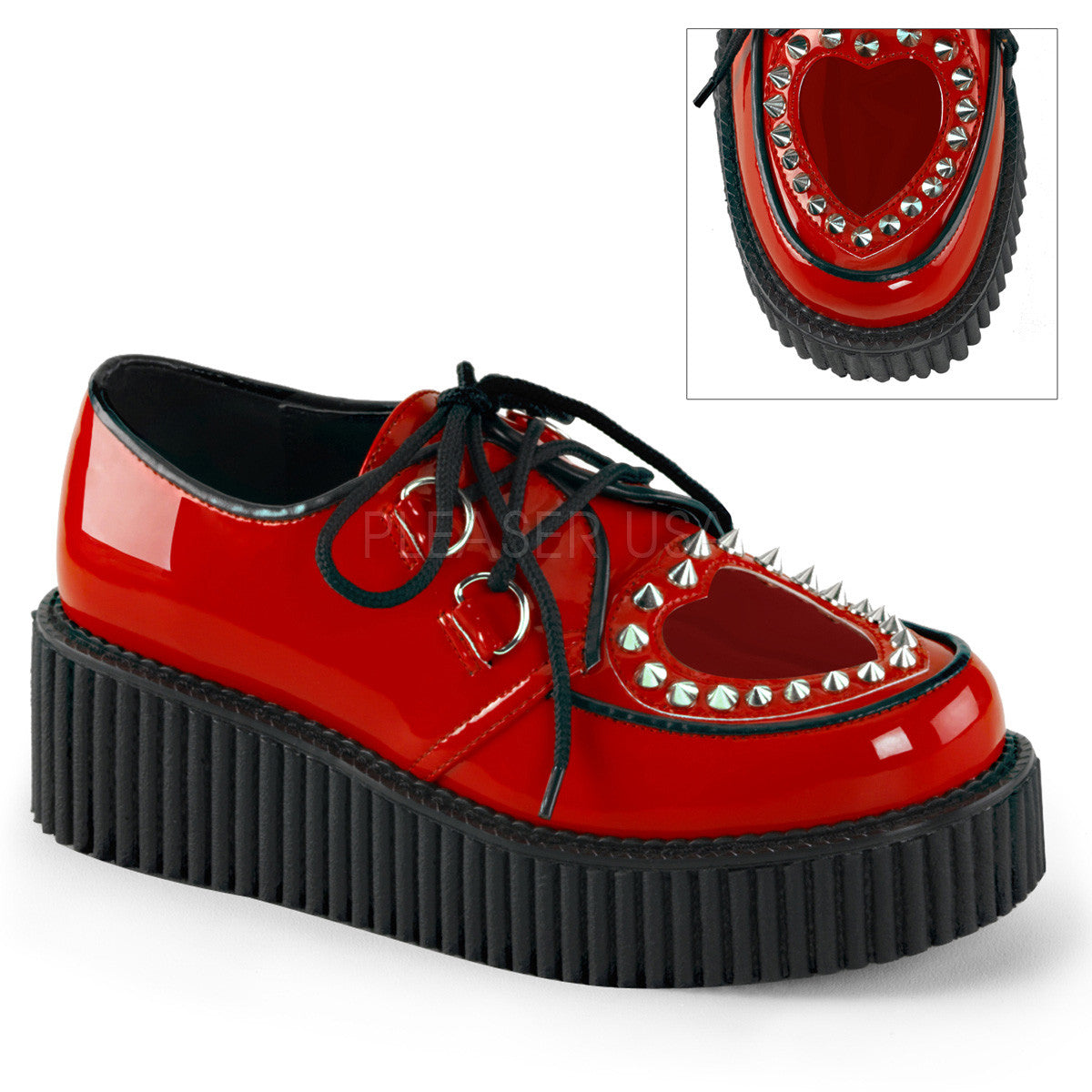 Demonia,Demonia CREEPER-108 Red Patent Creepers - Shoecup.com