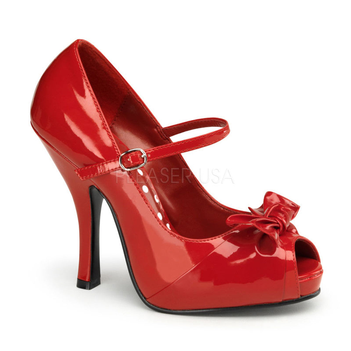 PINUP COUTURE CUTIEPIE-08 Red Pat Mary Jane Pumps - Shoecup.com - 1