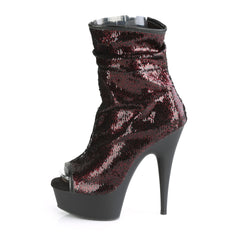 6 Inch Heel DELIGHT-1008SQ Burgundy Sequins