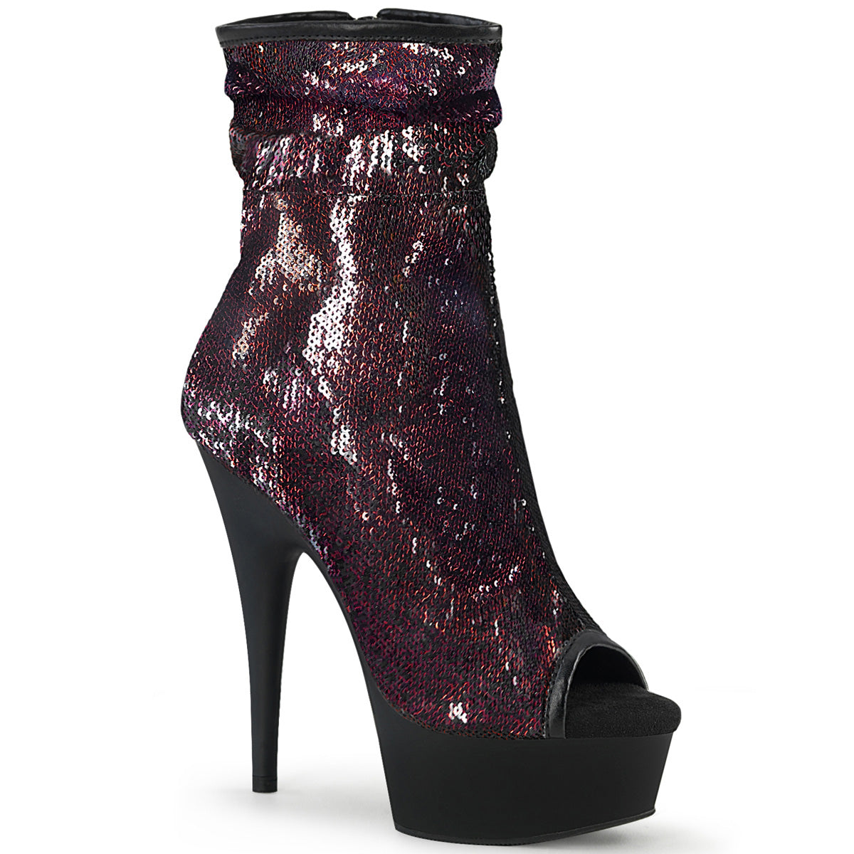 6" Heel DELIGHT-1008SQ Burgundy Sequins