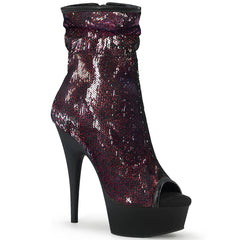 6" Heel DELIGHT-1008SQ Burgundy Sequins