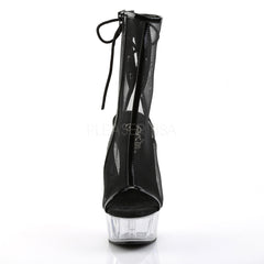 PLEASER DELIGHT-1018MSH Black Mesh Clear Platform Ankle Boots