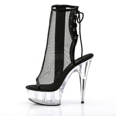 PLEASER DELIGHT-1018MSH Black Mesh Clear Platform Ankle Boots