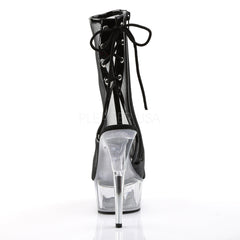 PLEASER DELIGHT-1018MSH Black Mesh Clear Platform Ankle Boots
