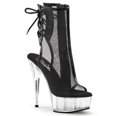 PLEASER DELIGHT-1018MSH Black Pat-Mesh-Clear Ankle Boots - Shoecup.com