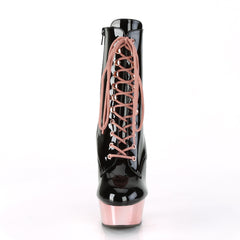 6 Inch Heel DELIGHT-1020 Black Pat Rose Gold Chrome