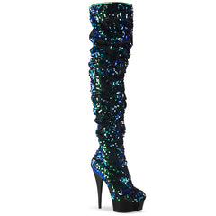 6" Heel DELIGHT-3004 Green Sequins