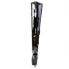 PLEASER DELIGHT-3010 Black Pat Thigh High Boots