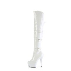6 Inch Heel DELIGHT-3018 White Stretch Patent