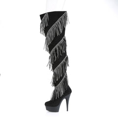 6 Inch Heel DELIGHT-3065 Black Faux Suede-Silver