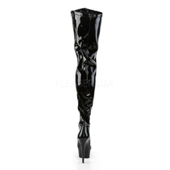PLEASER DELIGHT-4000 Black Stretch Pat-Black Crotch Boots